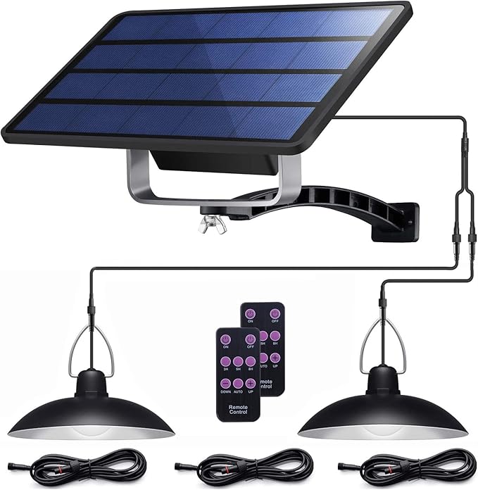 Solar Pendant Lights Upgraded Double Bulb Lights I