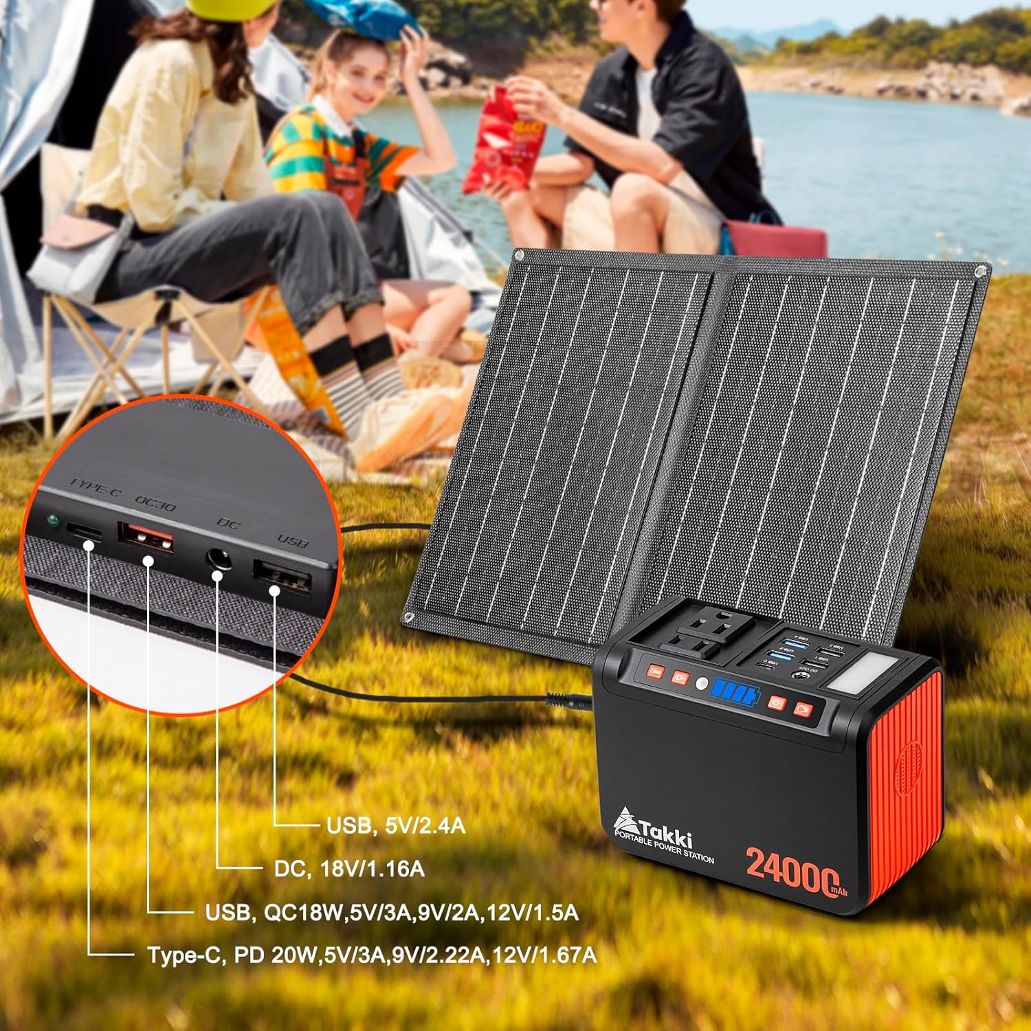 120W Peak Solar Generator Portable Power Station with 21W Panels,