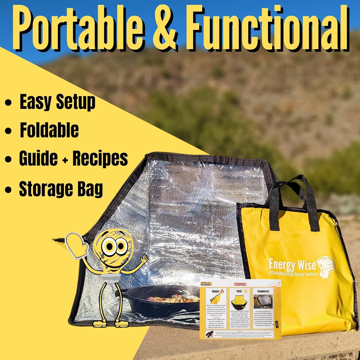 Premium Solar Oven, Portable Outdoor Solar Cooker & Camping Oven