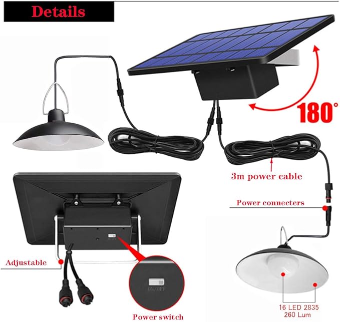 Solar Pendant Lights Upgraded Double Bulb Lights I