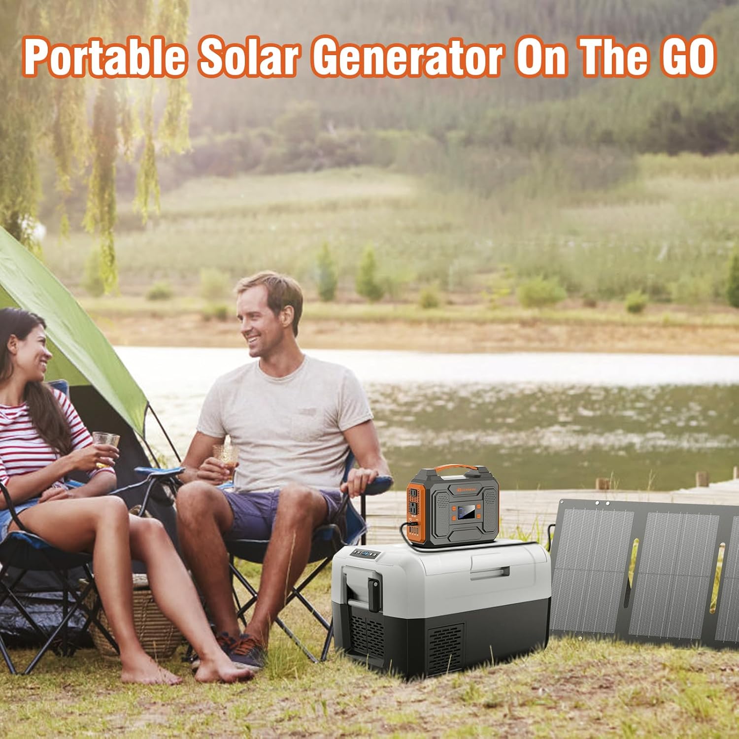 Portable Solar Generator and 300W Portable Power Station with Foldable 60W Solar Panel