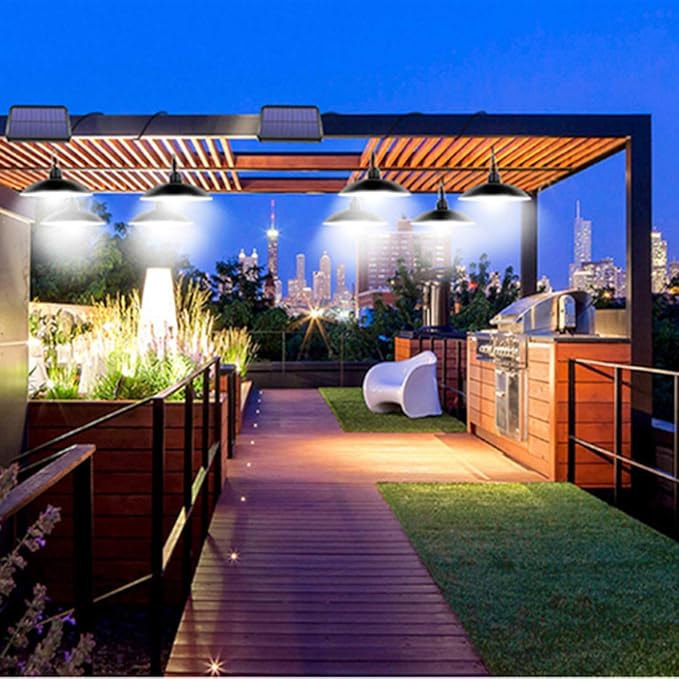 Solar Pendant Lights Upgraded Double Bulb Lights I