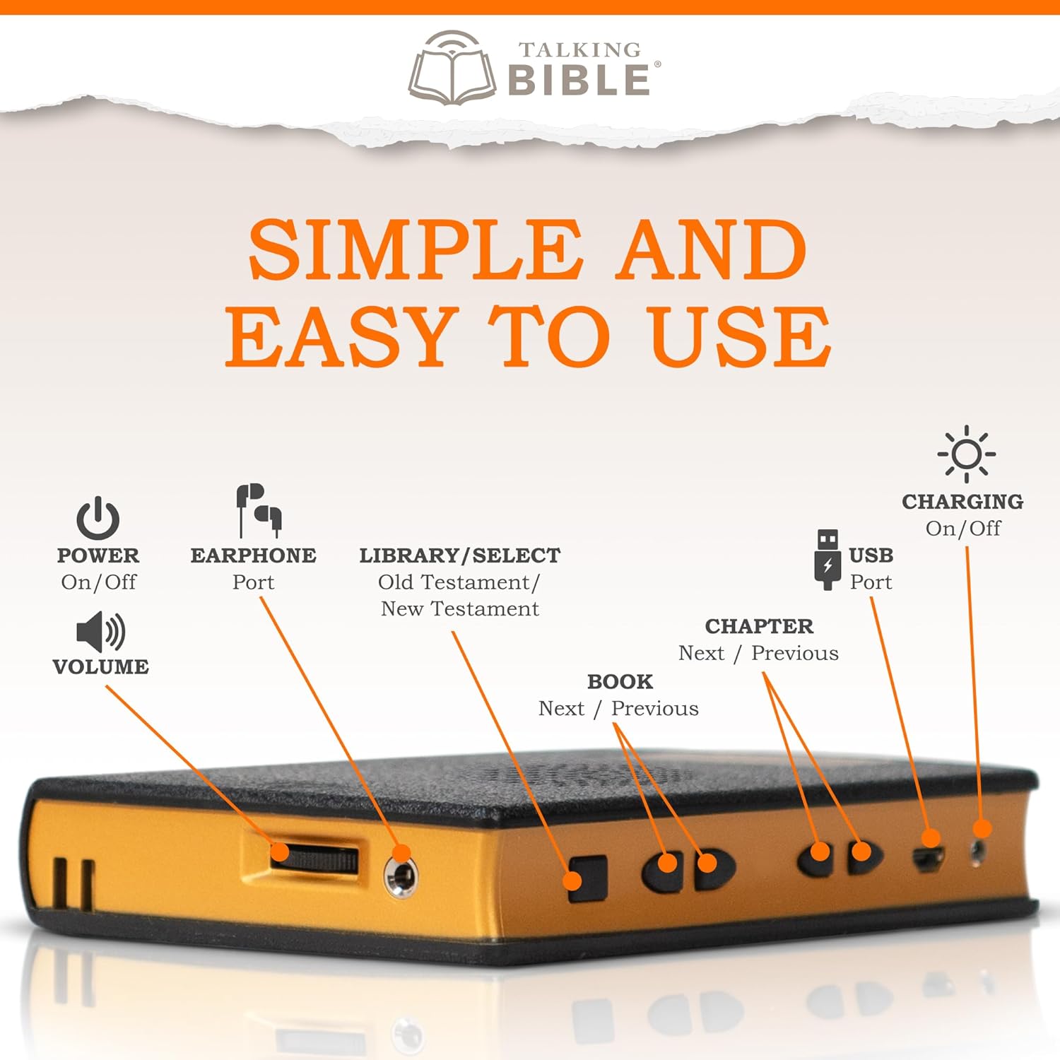 Electronic Holy Bible Audio Player in English for Seniors, Kids and The Blind,