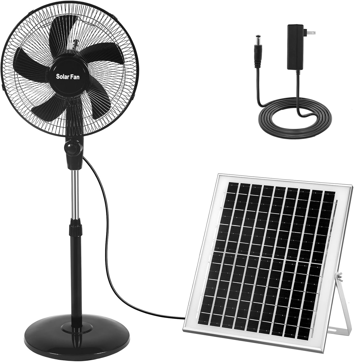 16 Inch Portable Solar Floor Fan Rechargeable Oscillating Standing Pedestal Fan
