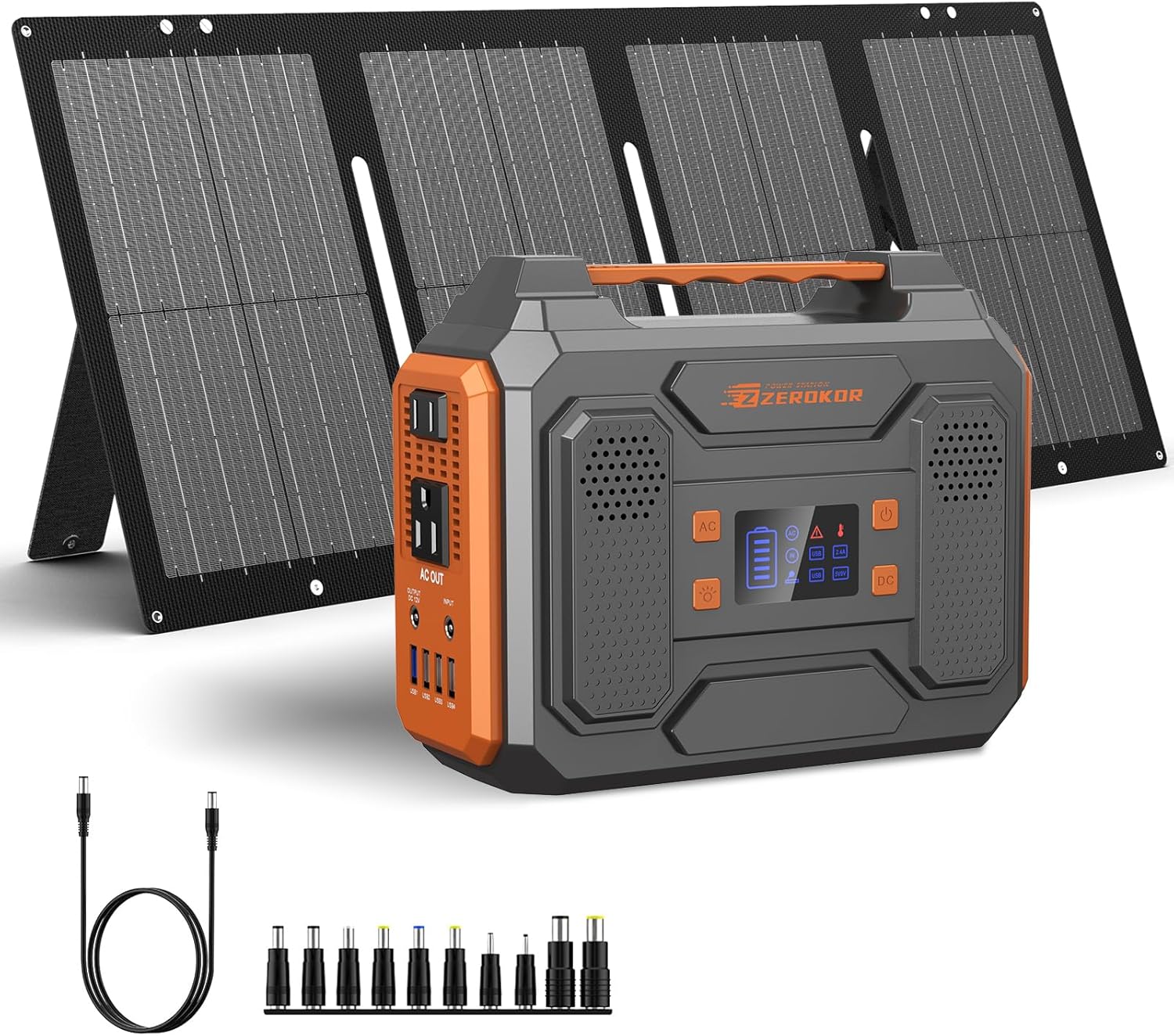 Portable Solar Generator and 300W Portable Power Station with Foldable 60W Solar Panel