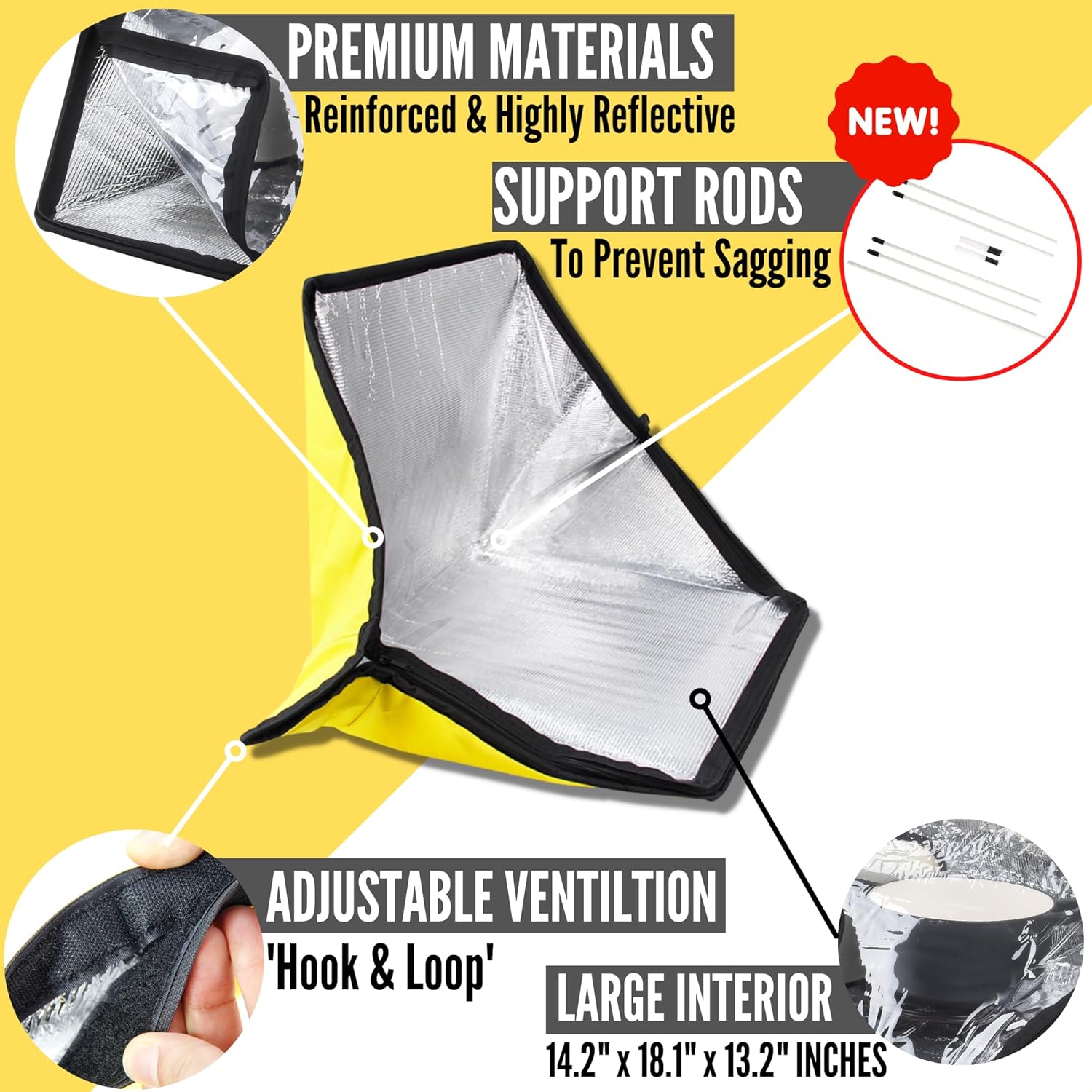 Premium Solar Oven, Portable Outdoor Solar Cooker & Camping Oven